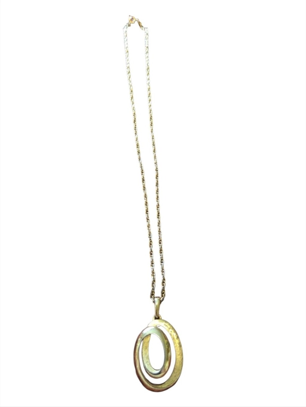Vintage Trifari Gold Tone Oval Pendant Necklace Signed